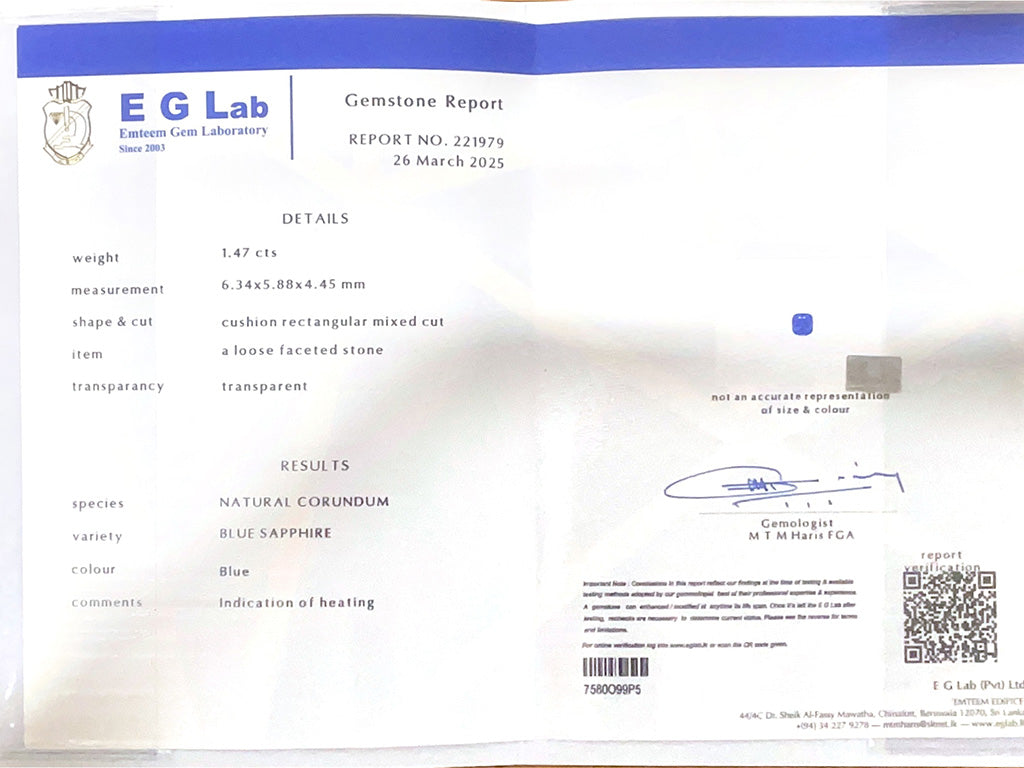 Blue Sapphire - Heated 1.47