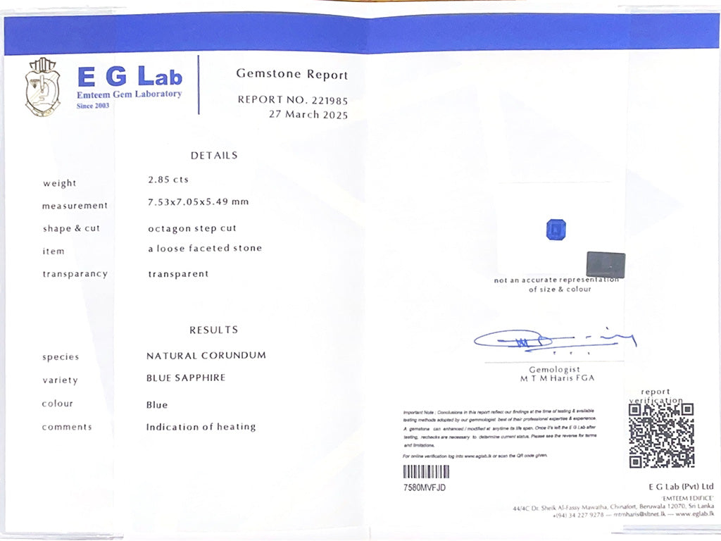 Blue Sapphire - Heated 2.85