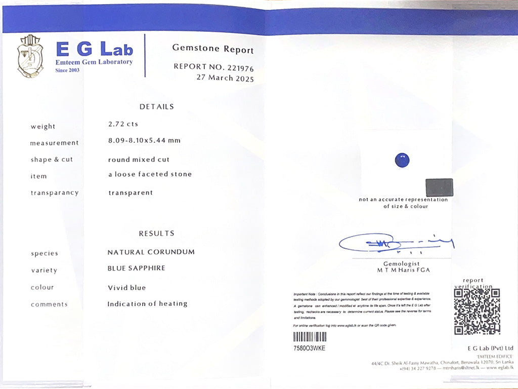Blue Sapphire - Heated 2.72