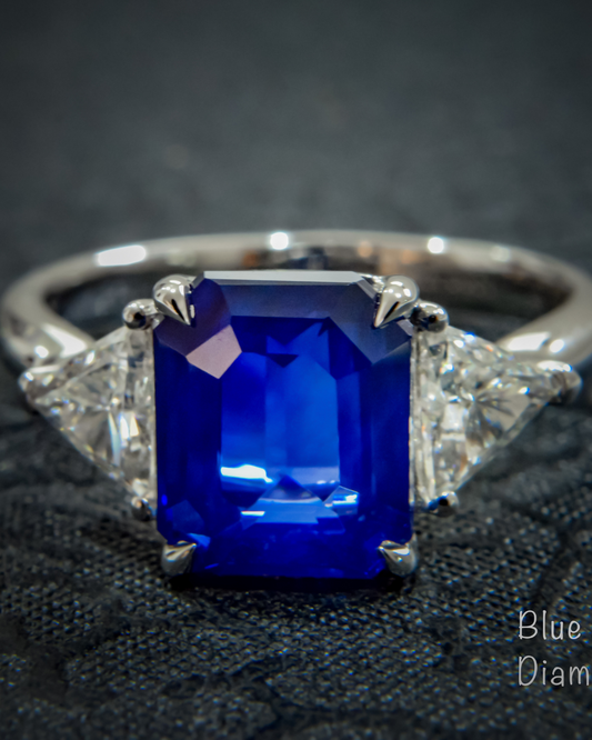 Blue Sapphire 3.60cts & Diamond 3.608cts