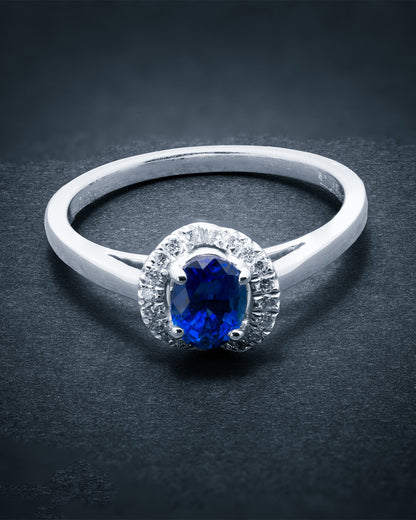 Blue Sapphire 0.66 Diamond 0.114