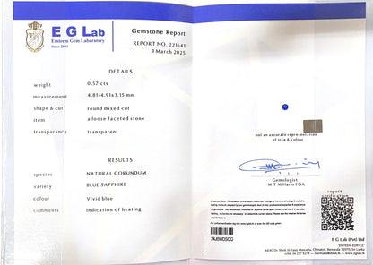 Blue Sapphire Heated 0.57
