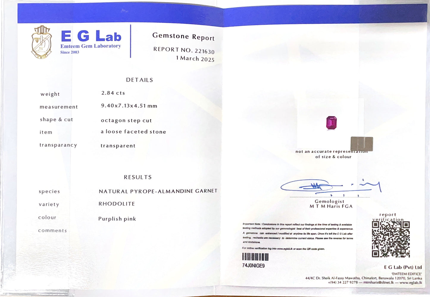 Rhodolite Garnet 2.84