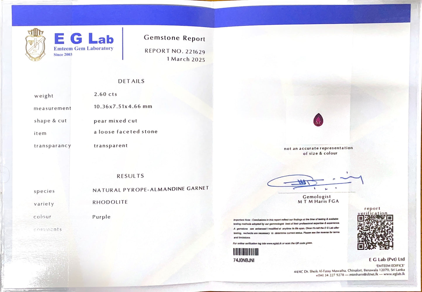 Rhodolite Garnet 2.60