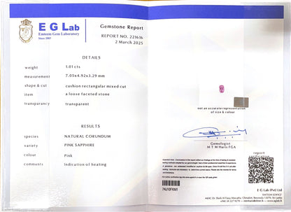 Pink Sapphire Heated 1.01