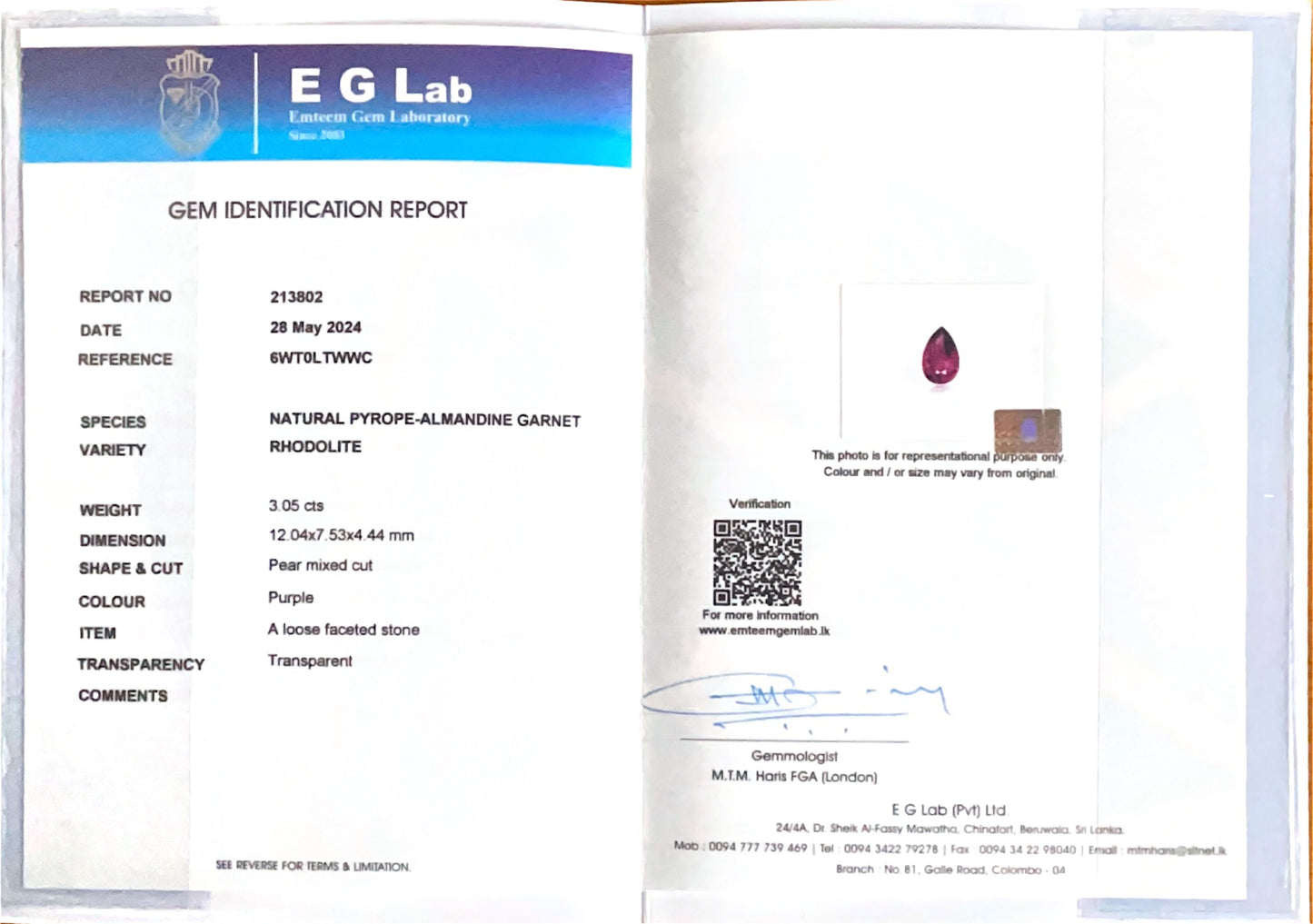 Rhodolite Garnet 3.05