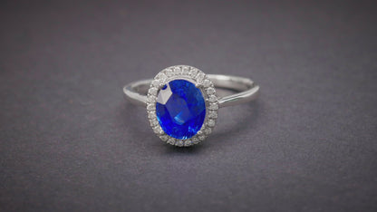 Blue Sapphire ring 2.16 Diamond 0.134